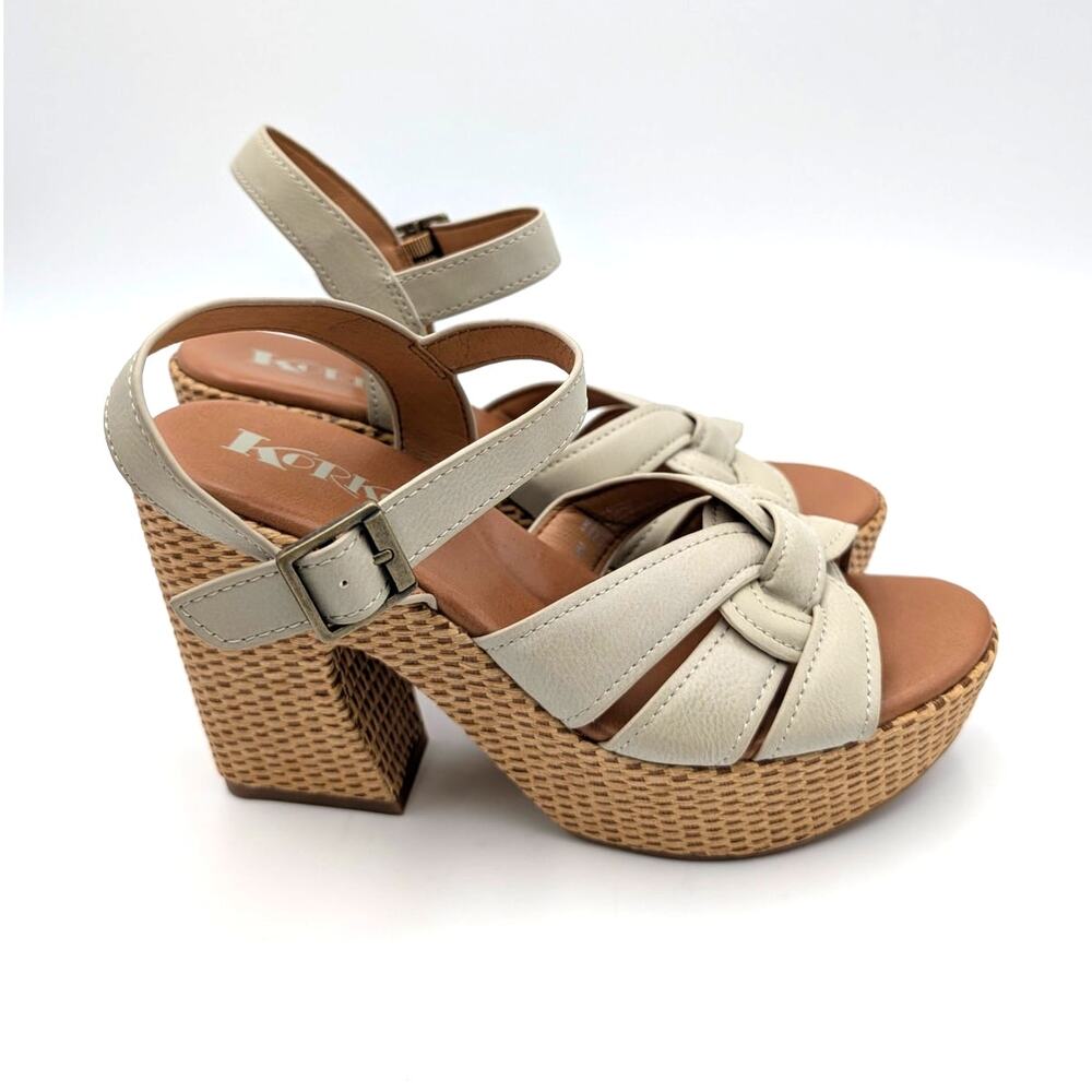 Korks Dee Wedge Platform Block Heel Sandals Women's off White Size US9M EU39.5 - Picture 3 of 11